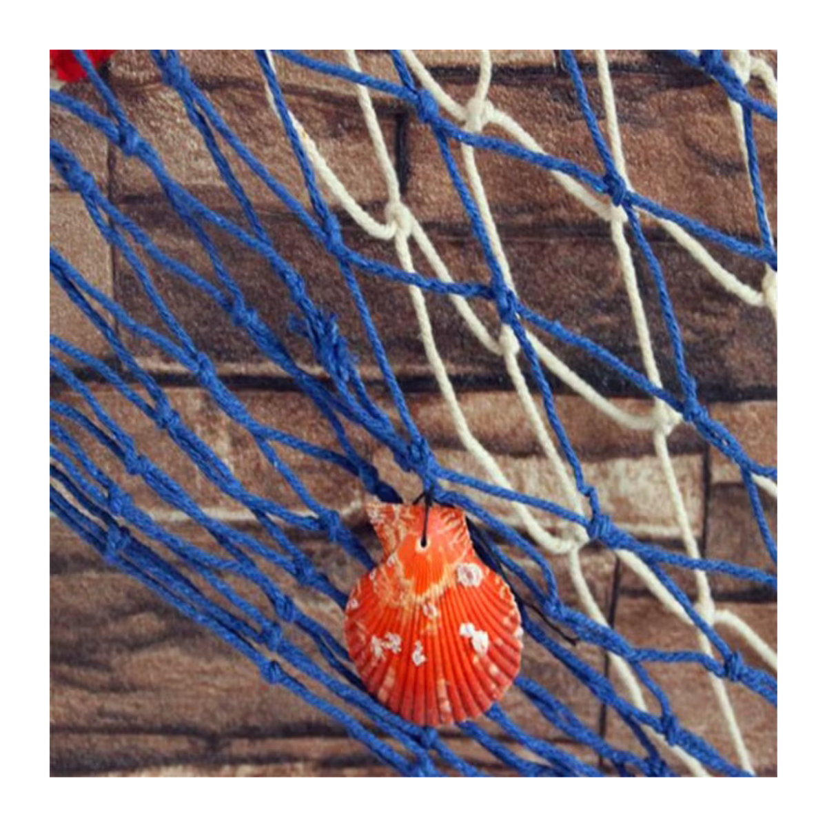 Dekoratives Hanfnetz im Boho-Stil für Wanddekoration und Party als mediterranes Fischernetz in Rot und Blau - Bild 3