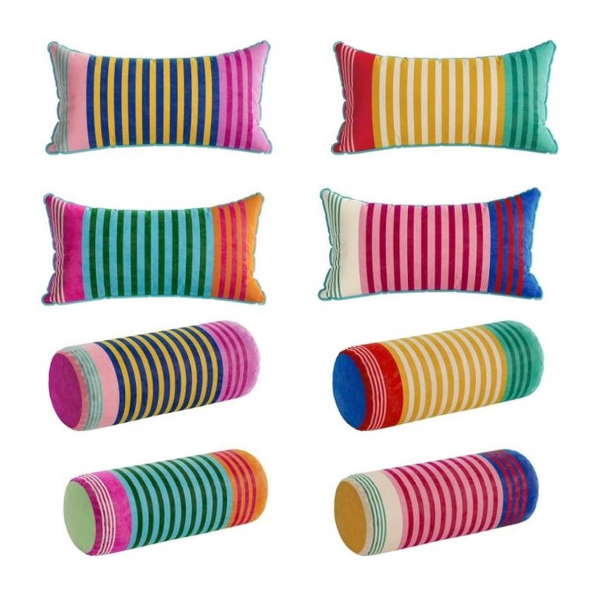 Dekoratives Kissen mit Regenbogen-Streifen-Design von DUNXDECO in Mehrfarbig, B/H: 30 x 70 cm und B/H: 20 x 45 cm, Retro Geometrie für Sofa und Stuhl - Bild 1