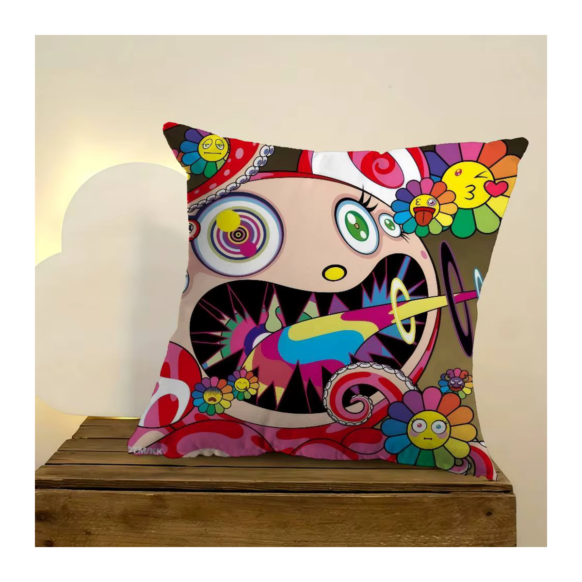 Dekoratives Kissen Pop Aesthetics T-Takashi-M-Murakami Personalisierter Bildtext, mehrfarbig, B/T/H: 45 x 45 x 45 cm - Bild 4