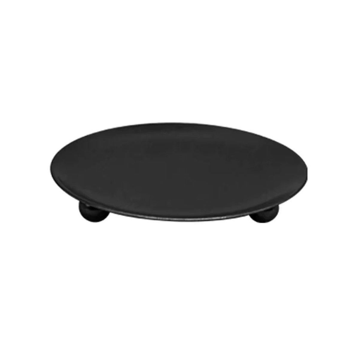 Dekoratives Metall-Tablett in Schwarz und Gold für Stumpenkerzen, rund und minimalistisch - Bild 2
