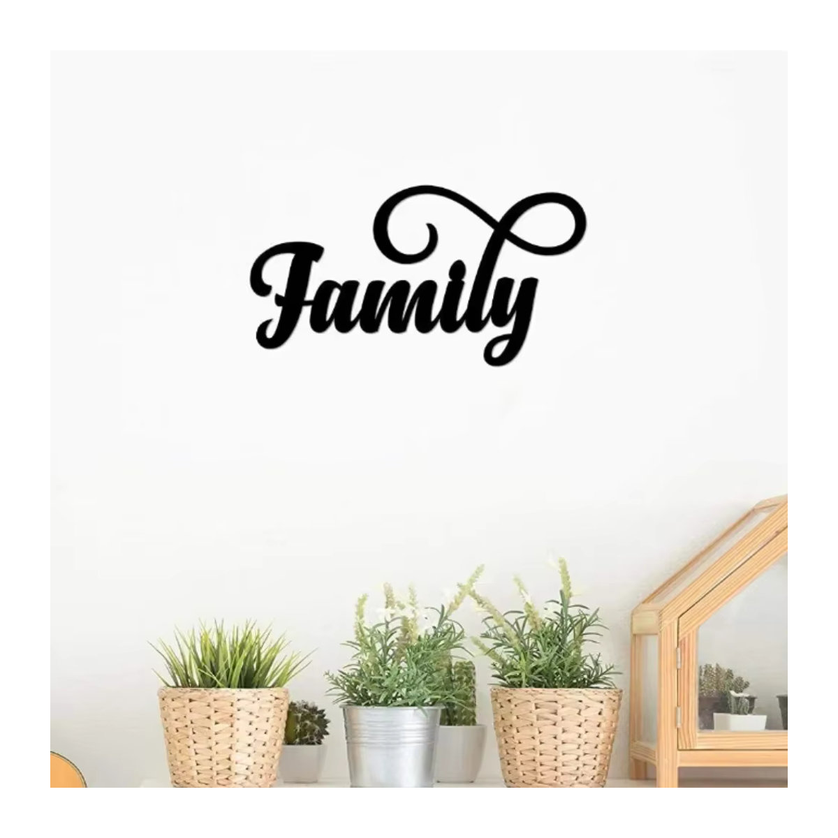 Dekoratives Metall Wandschild Familien von CIFBUY in Schwarz, Hängende Wandkunst im minimalistischen Design - Bild 3