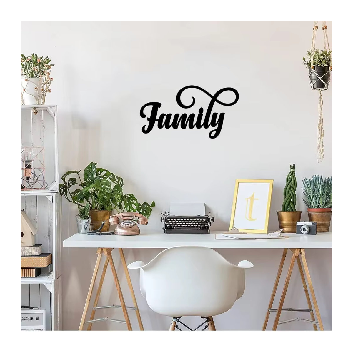 Dekoratives Metall Wandschild Familien von CIFBUY in Schwarz, Hängende Wandkunst im minimalistischen Design - Bild 4