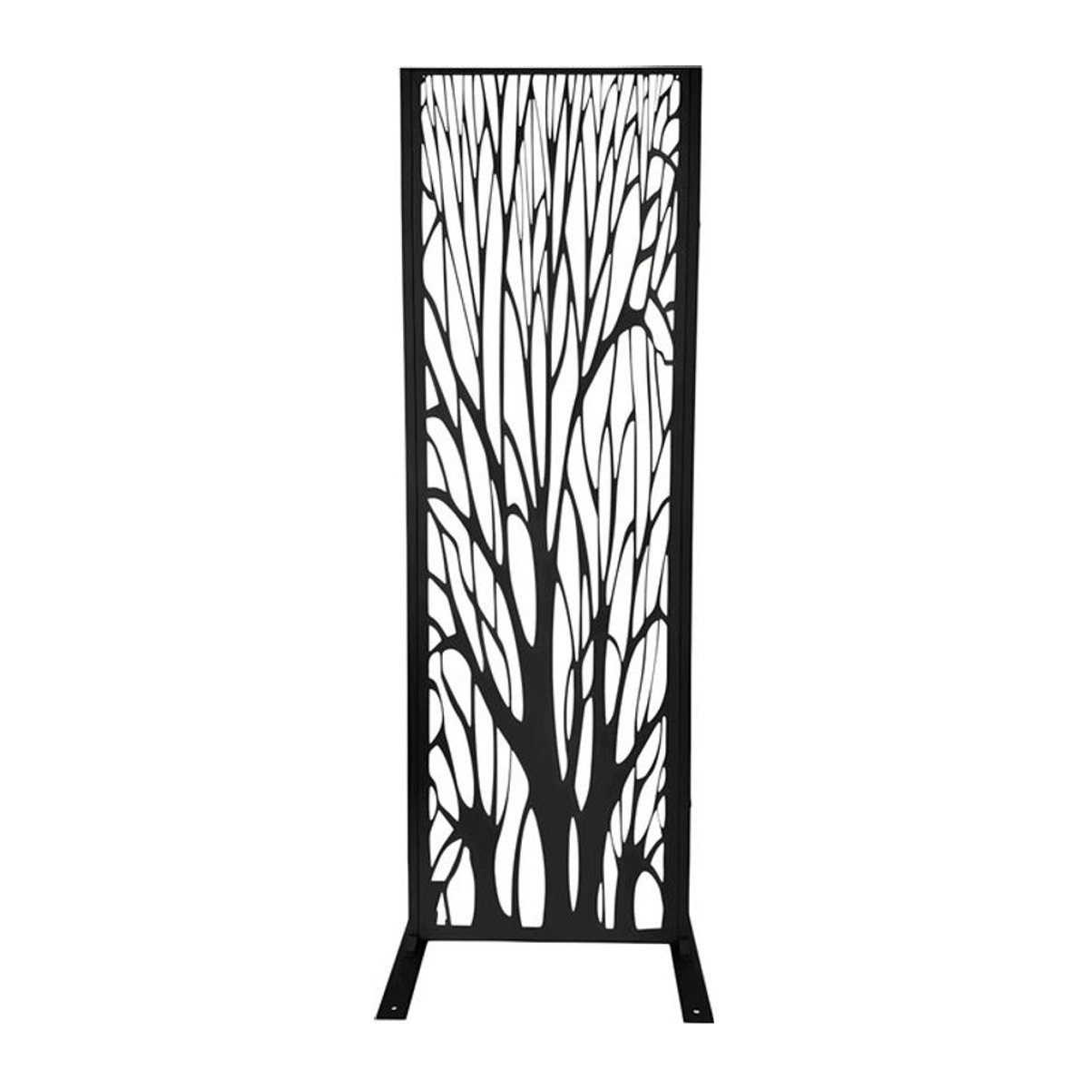 Dekoratives Metallpaneel Prestige Home Living Outdoor mit floralem Blätter- und Baumstruktur-Design, Schwarz, B: 150 cm, H: 150 cm - Bild 1