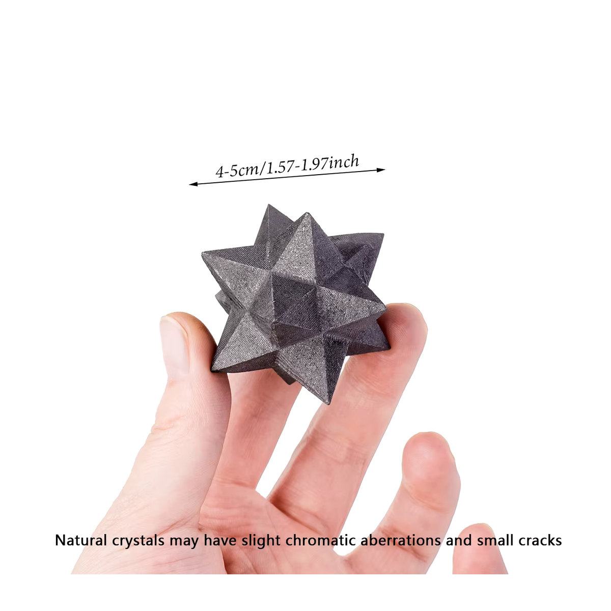 Dekoratives Shungit Merkabah Ornament aus Naturkristall in Schwarz als geometrischer Stern für Yoga und Meditation - Bild 2