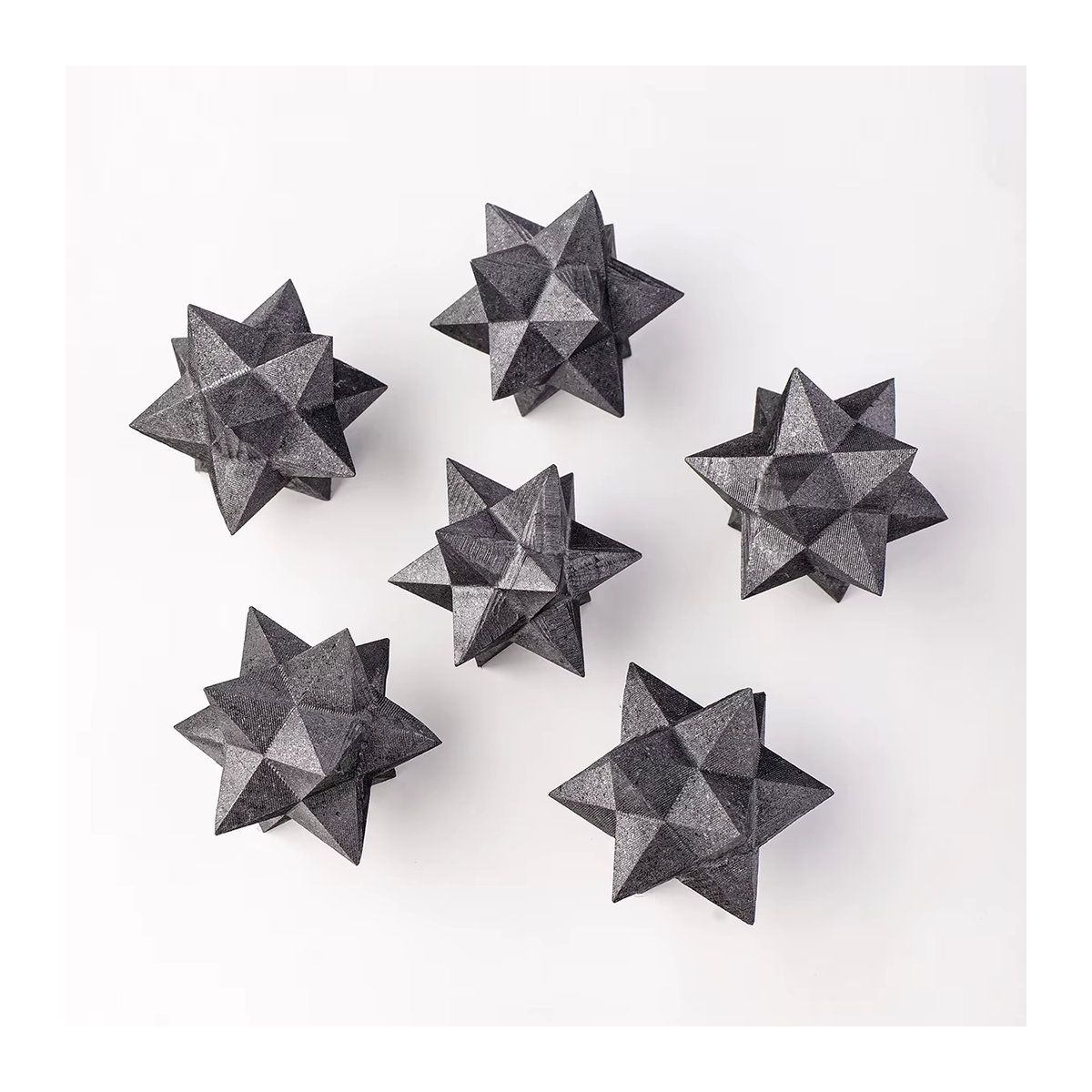 Dekoratives Shungit Merkabah Ornament aus Naturkristall in Schwarz als geometrischer Stern für Yoga und Meditation - Bild 4