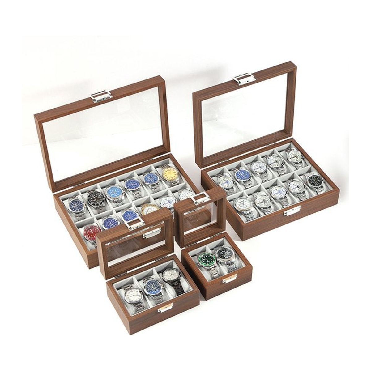 DELESYS Luxuriöse Uhrenbox aus Walnussholz in Braun im Retro-Chinesischen Stil mit Staubschutz - Bild 1