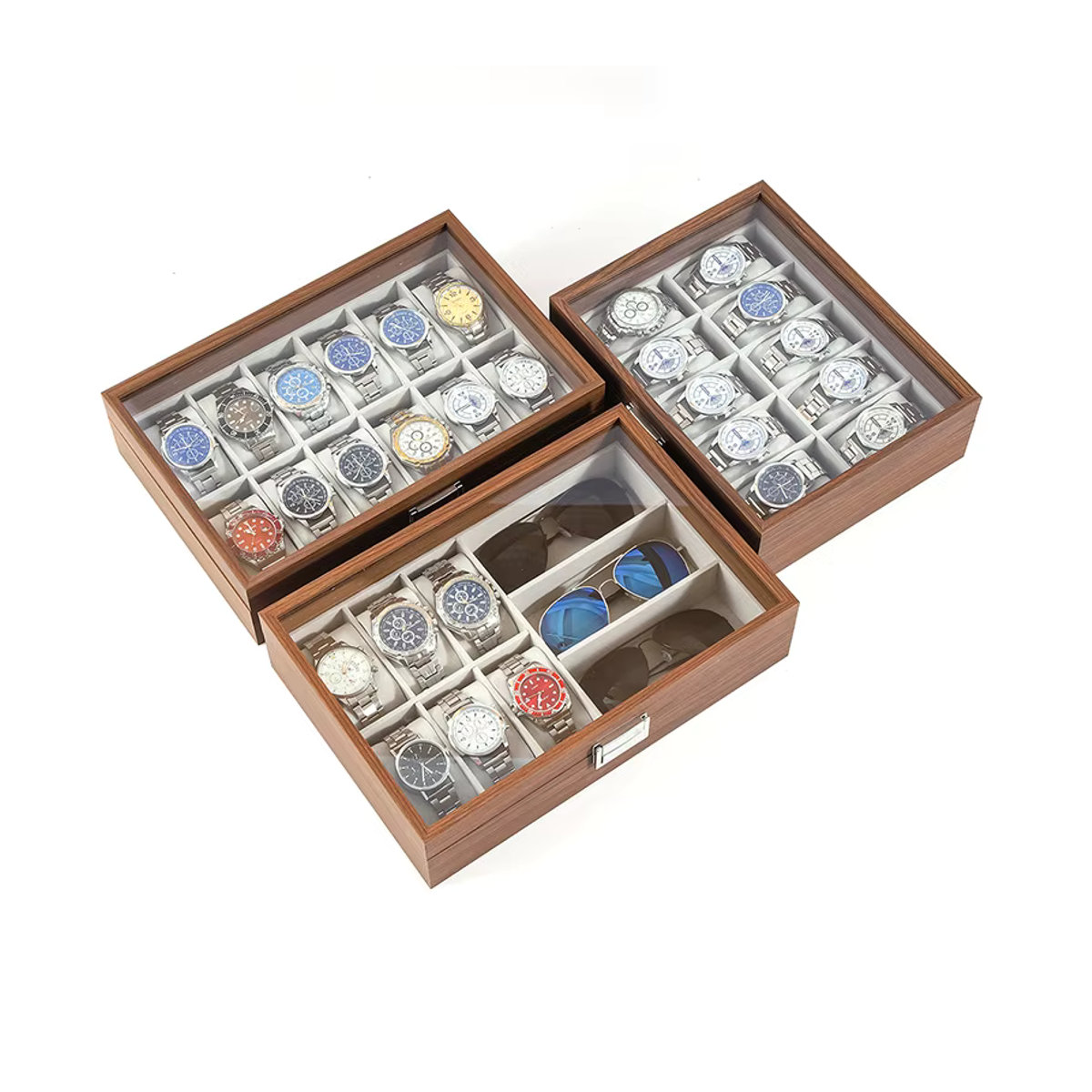 DELESYS Luxuriöse Uhrenbox aus Walnussholz in Braun im Retro-Chinesischen Stil mit Staubschutz - Bild 3