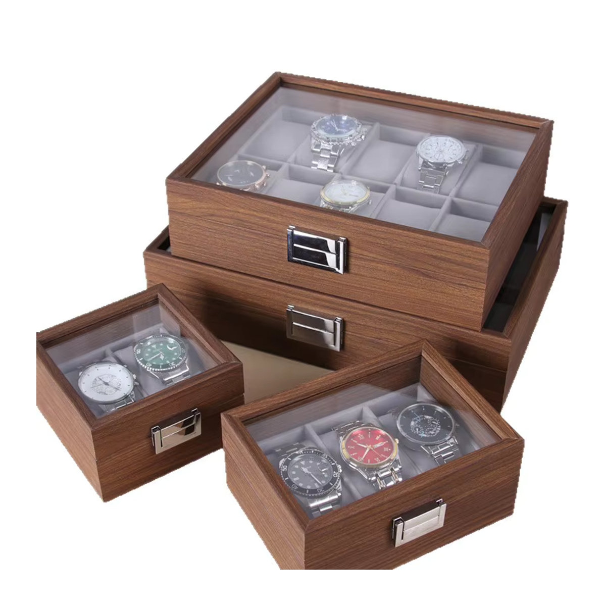 DELESYS Luxuriöse Uhrenbox aus Walnussholz in Braun im Retro-Chinesischen Stil mit Staubschutz - Bild 5