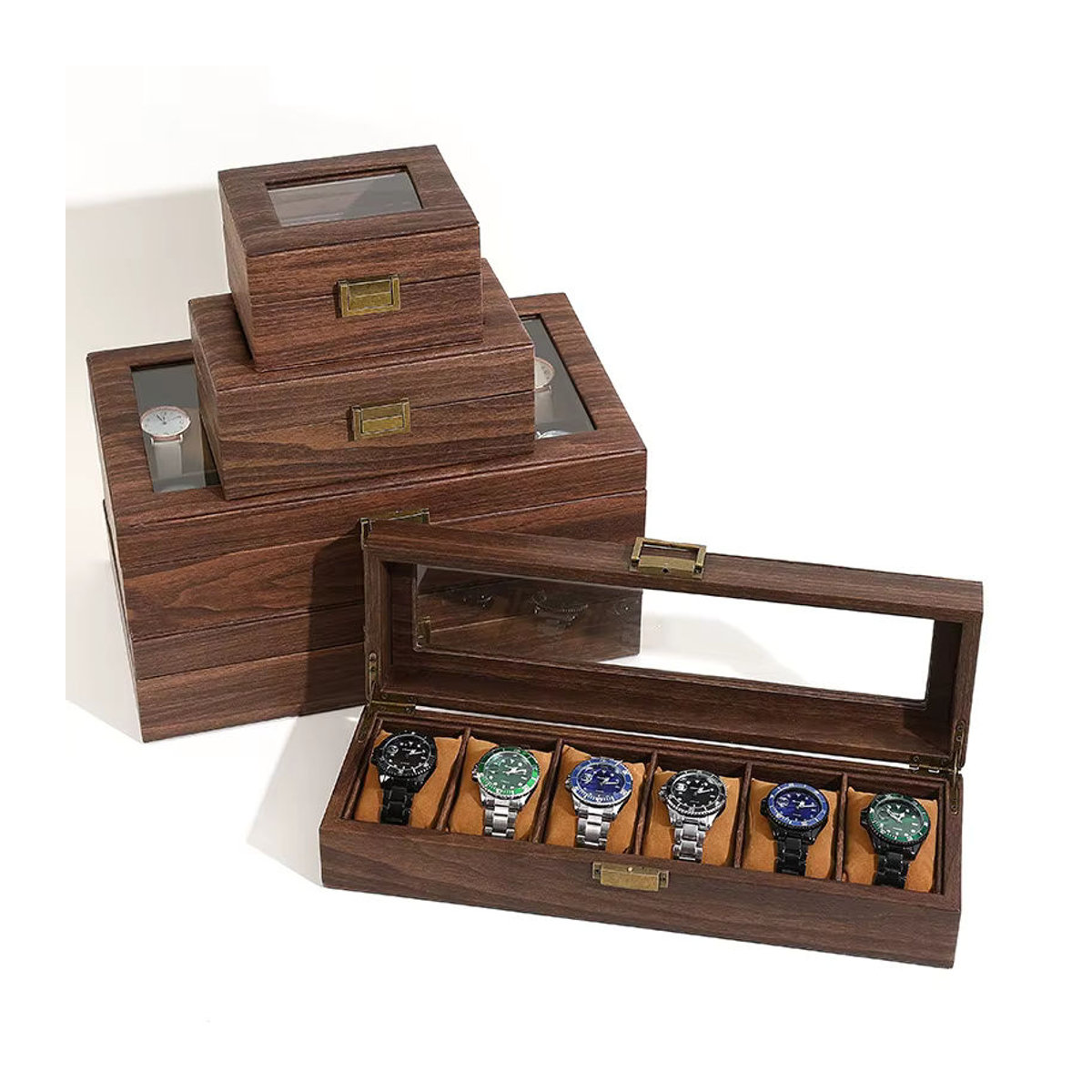 DELESYS Premium-Uhrenbox aus Walnussholz und Bambus im orientalischen Stil mit Schloss, braun - Bild 4