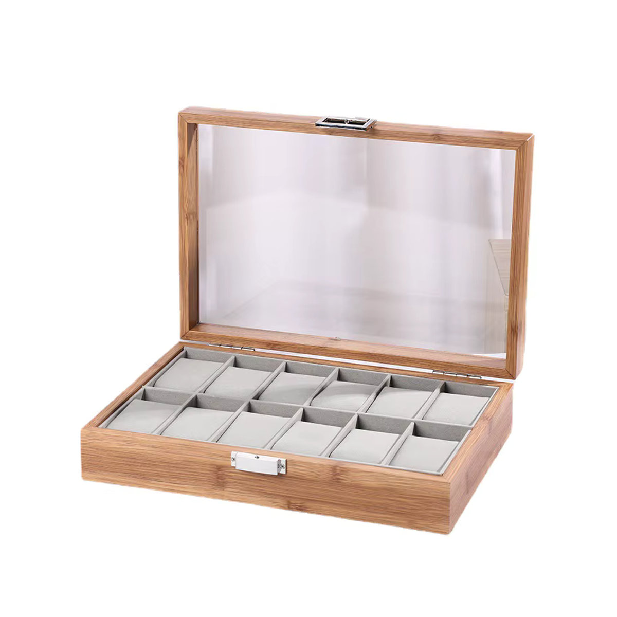 DELESYS Uhrenbox aus Massivholz Bambus im orientalischen Stil, Farbe Braun, 3 Slots - Bild 5