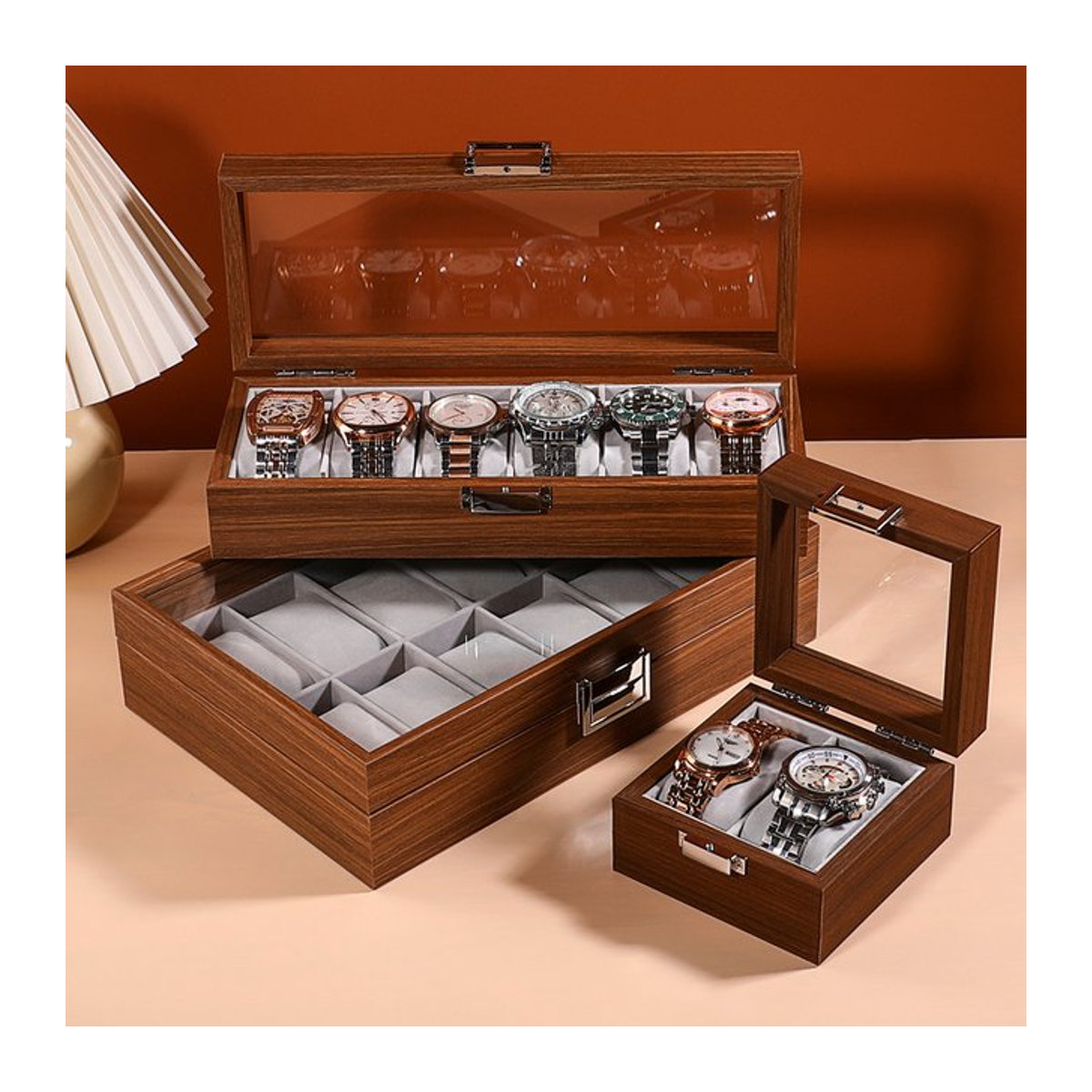 DELESYS Uhrenbox aus Walnussholz im chinesischen Retro-Stil, braun - Bild 1