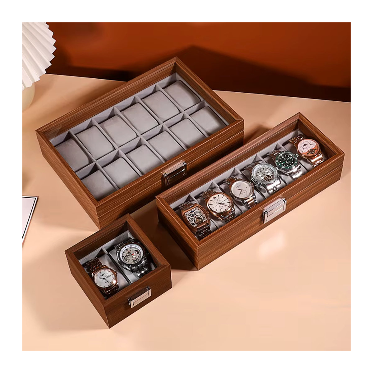 DELESYS Uhrenbox aus Walnussholz im chinesischen Retro-Stil, braun - Bild 3