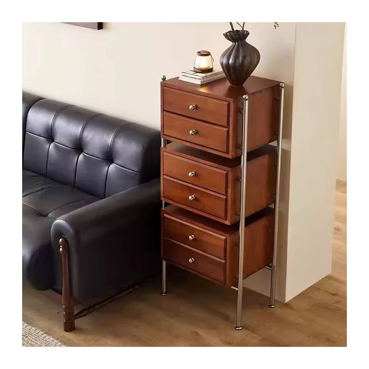 DELEVEN Aktenschrank im Nordic Vintage Design als luxuriöser Mehrzweckschrank in Nussbaum - Bild 3