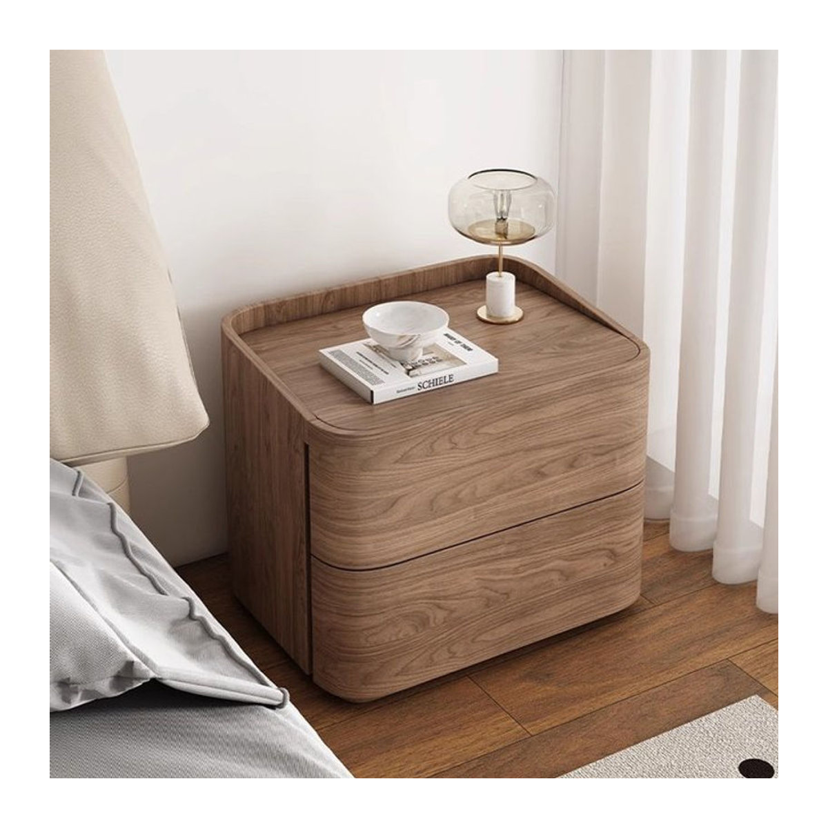 DELEVEN Moderner Minimalistischer Nachttisch aus Holzwerkstoff in Natur - Bild 1