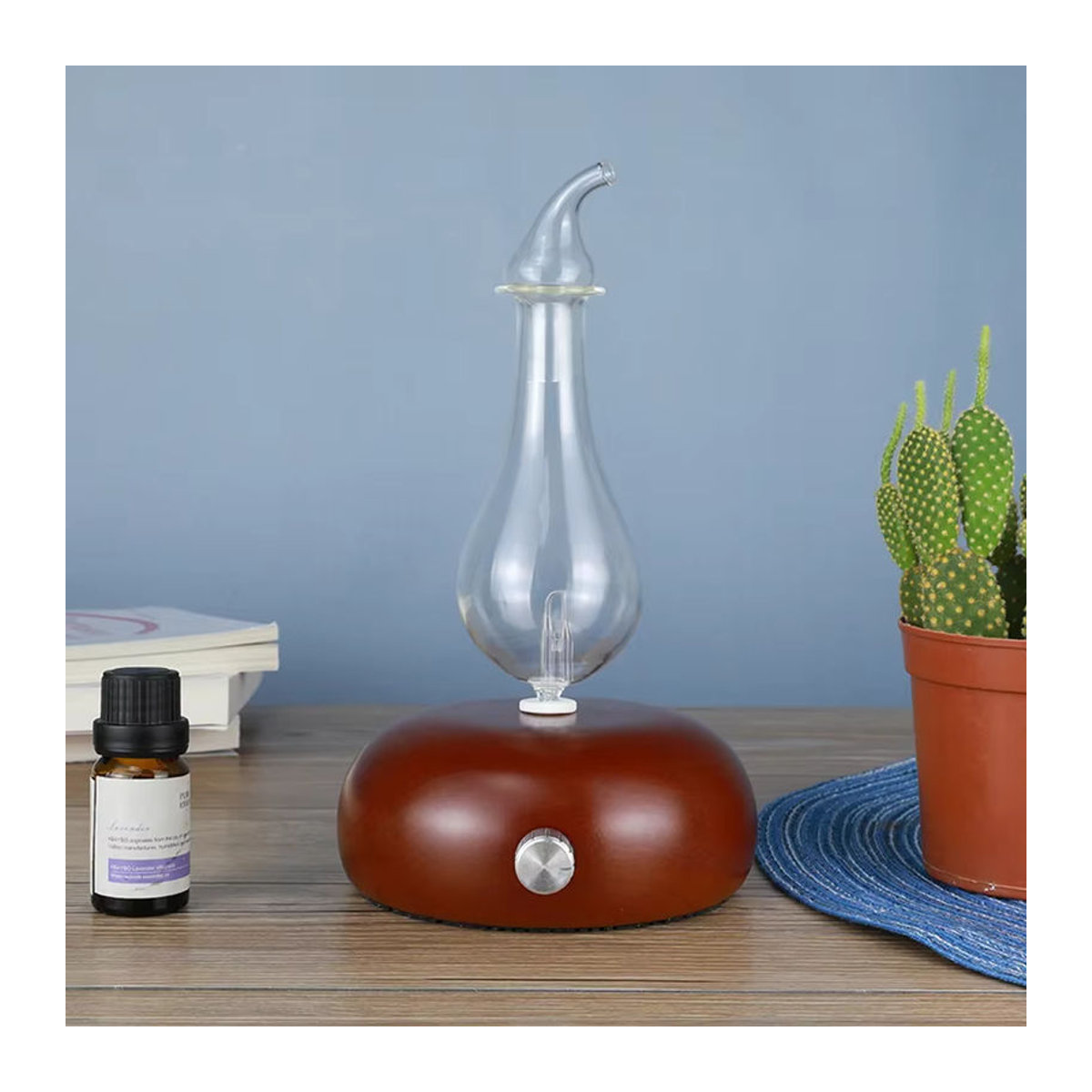 DELIXING Elektrischer Aroma Diffusor aus Holz und Glas in Braun für ätherische Öle - Bild 3
