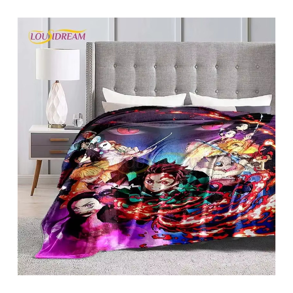 Demon Slayer Anime Decke als ultraweiche Tagesdecke und Bettwäsche in Mehrfarbig zur Raumdekoration - Bild 2