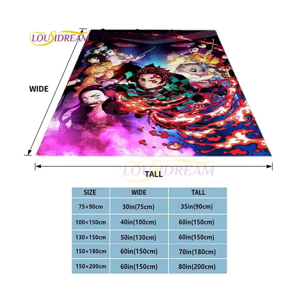 Demon Slayer Anime Decke als ultraweiche Tagesdecke und Bettwäsche in Mehrfarbig zur Raumdekoration - Bild 4