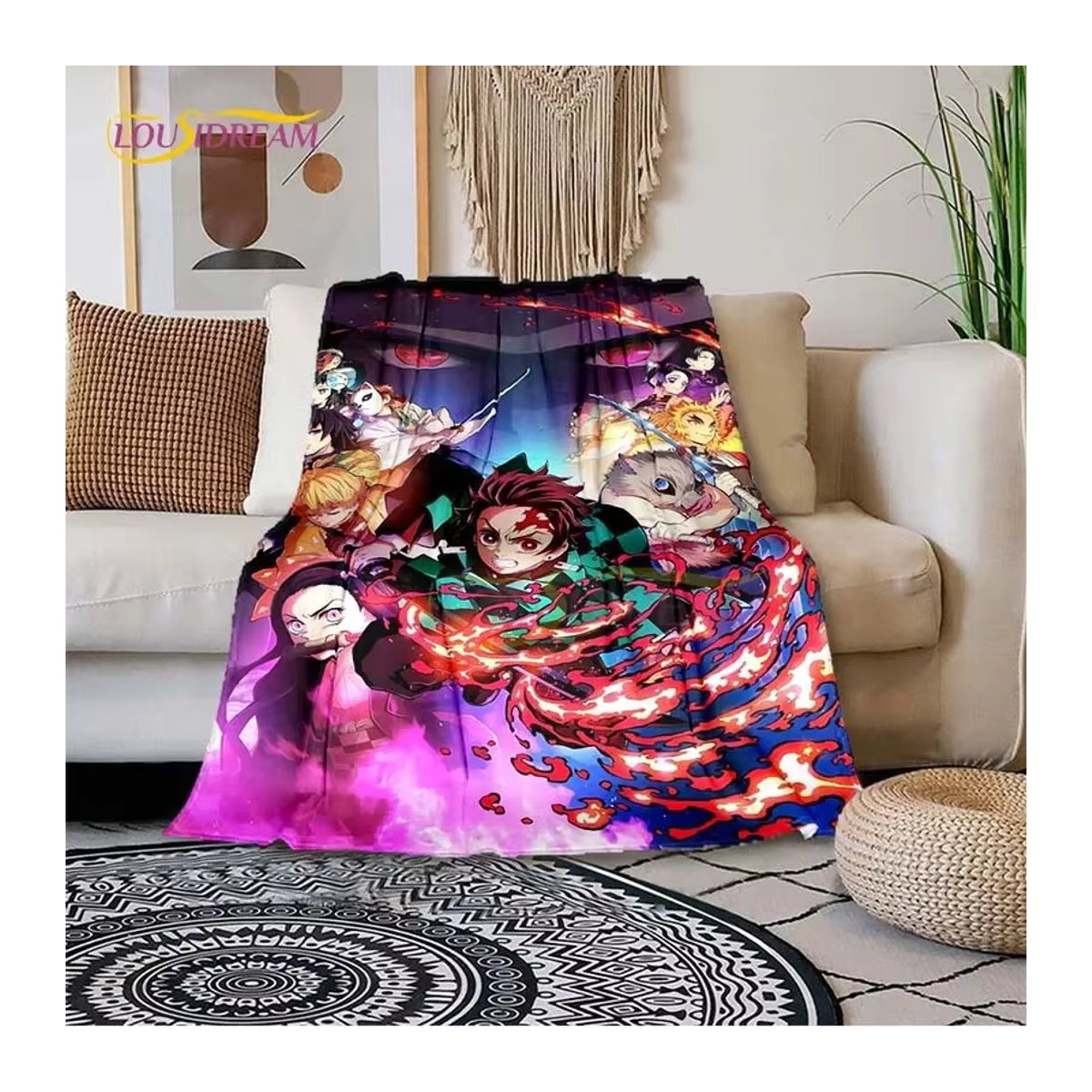 Demon Slayer Anime Decke als ultraweiche Tagesdecke und Bettwäsche in Mehrfarbig zur Raumdekoration - Bild 5