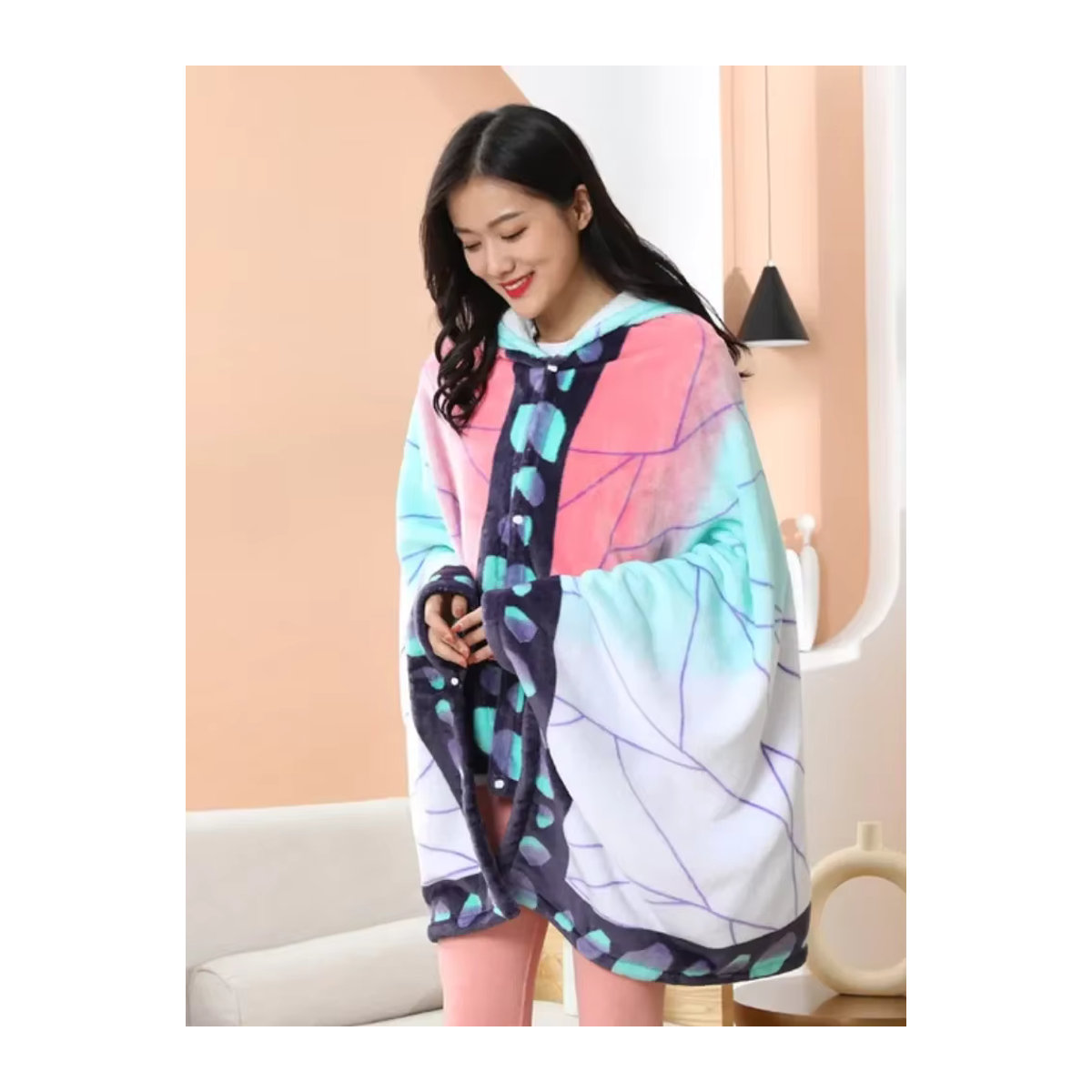 Demon Slayer Anime Kapuzendecke aus Flanell Fleece in Mehrfarbig für Cosplay und Homewear - Bild 3