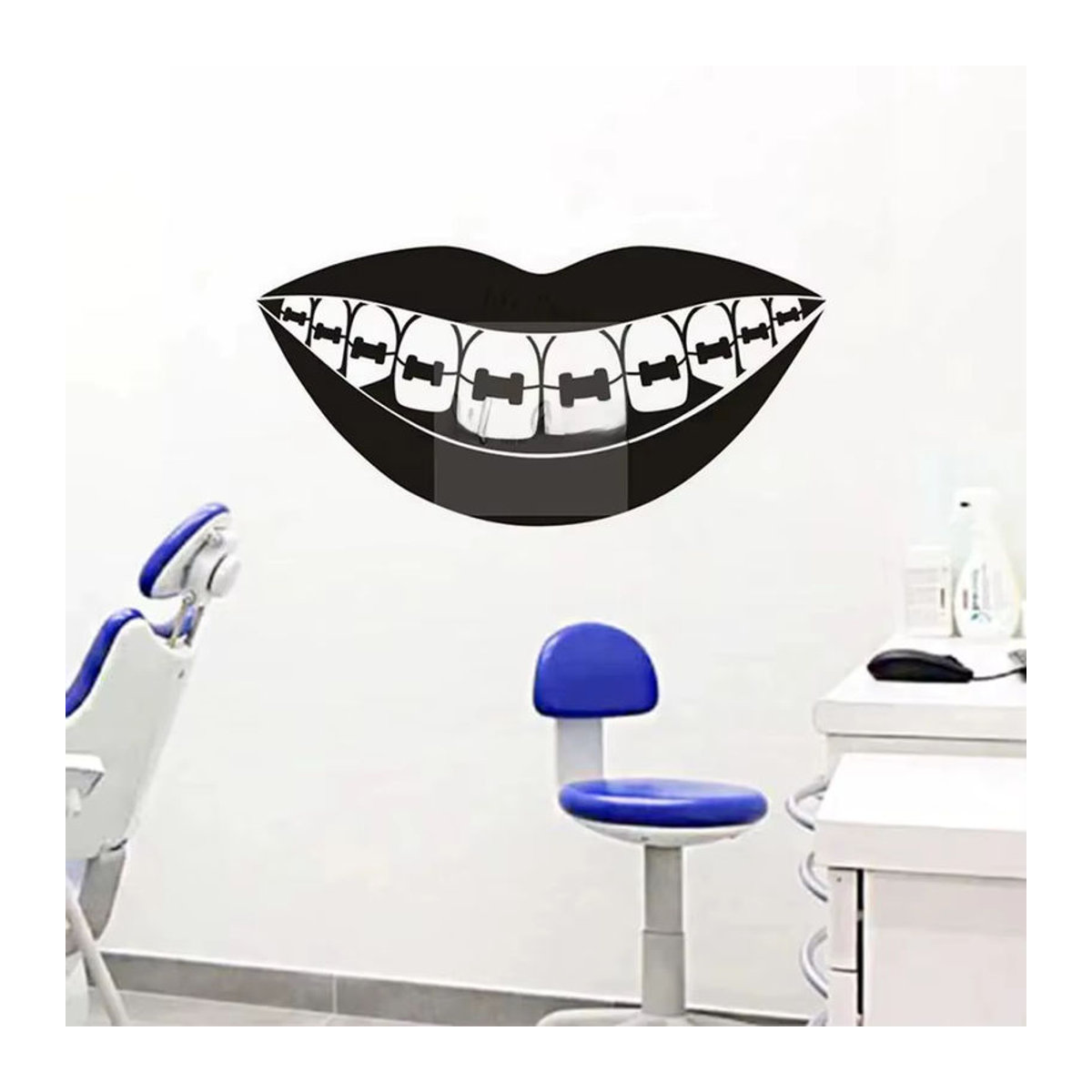 Dental Barces Wandaufkleber Zähne Motiv für Zahnarztpraxis und Klinik Dekoration aus schwarzem Kunststoff - Bild 3