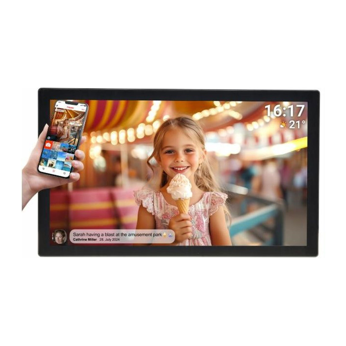 Denver PFF-3260 Digitaler Bilderrahmen 32 Zoll Full HD mit App-Steuerung, WLAN und Touchscreen, Schwarz, B/H: 81 x 46 cm - Bild 2
