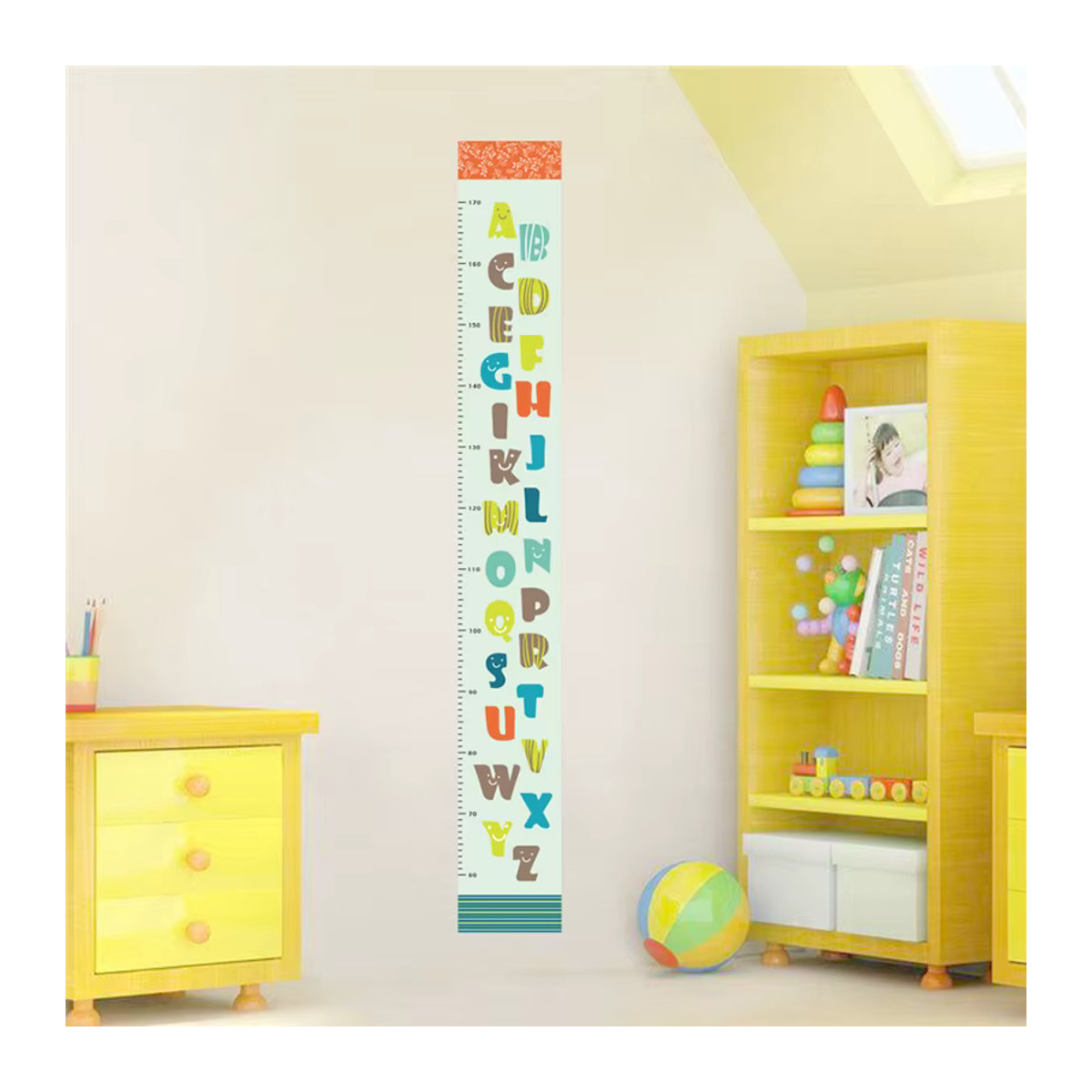 DEOWUU Wandtattoo Englisch Alphabet Wachstumstabelle für Kinderzimmer, Mehrfarbiges PVC Wandposter zur Dekoration - Bild 2