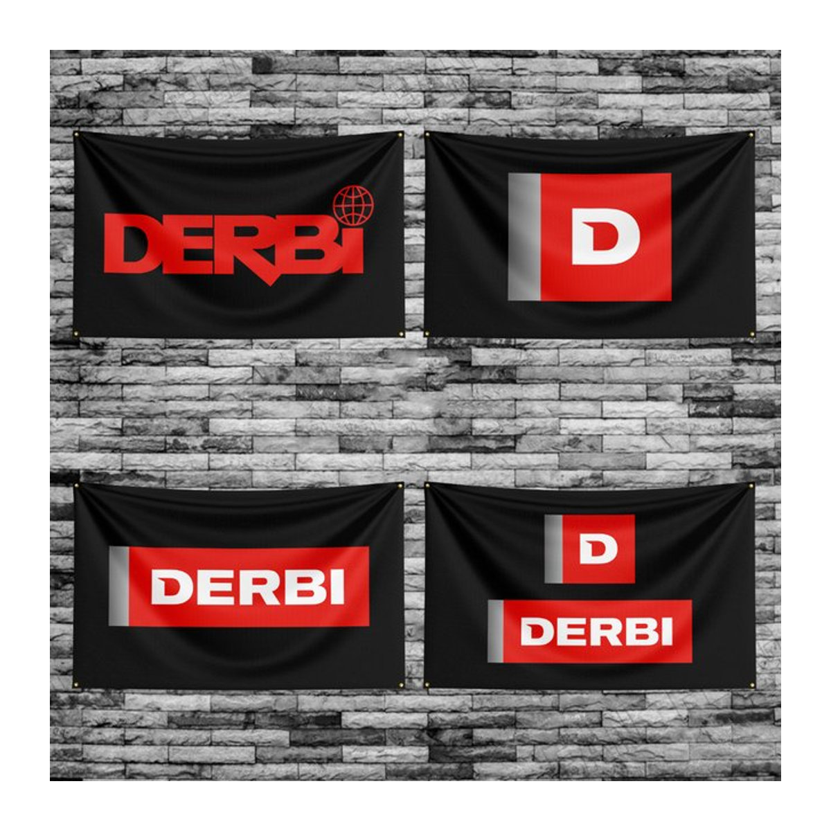 Derbis Motorrad Flagge Banner aus Polyester in Schwarz, Rechteckig, Breite: 91,44 cm, Höhe: 152,4 cm - Bild 1