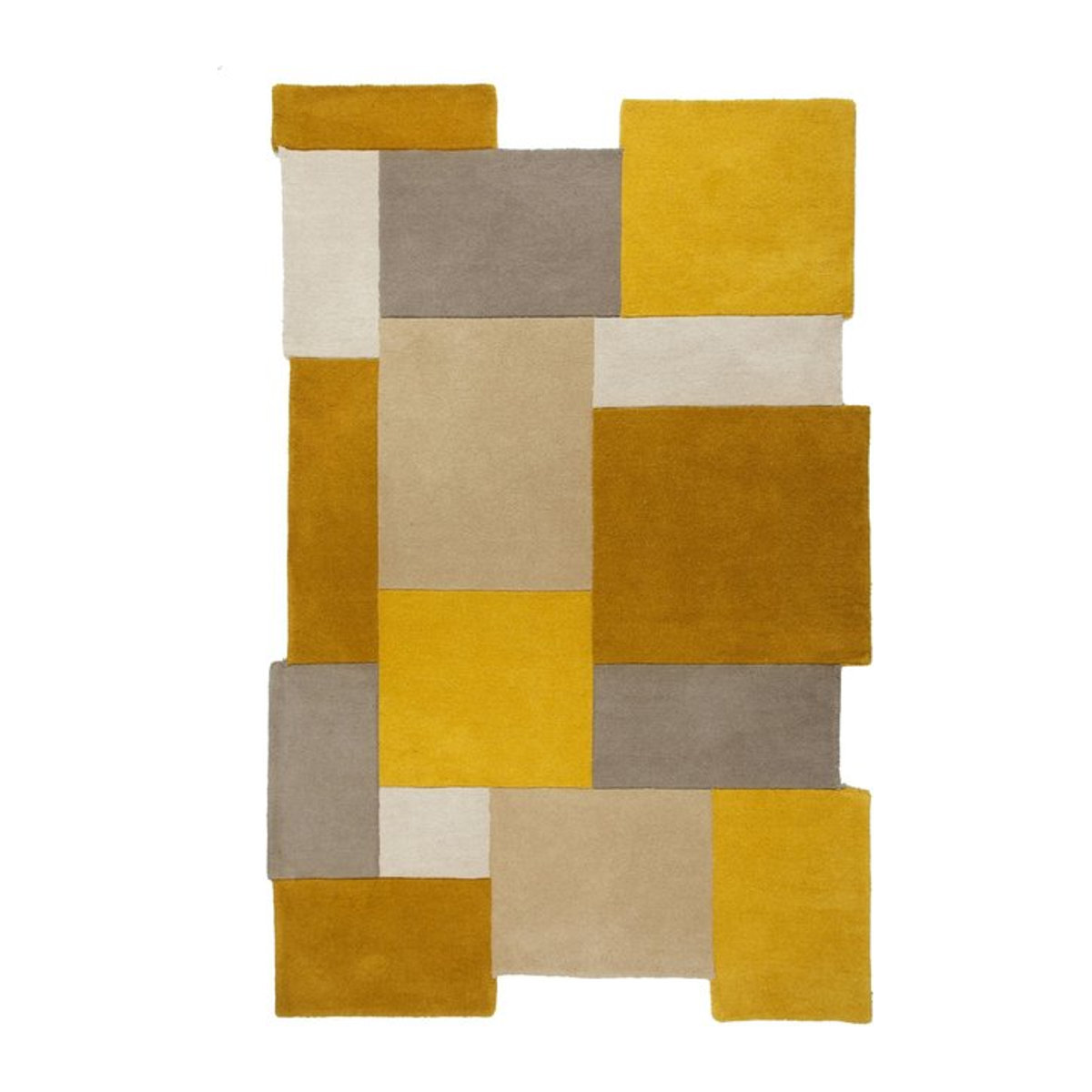 Designerteppich HALLEIN von Kadima Design aus Wolle in Senfgelb mit Geometrie-Relief, Kurzflor, B: 120 cm, L: 180 cm - Bild 1