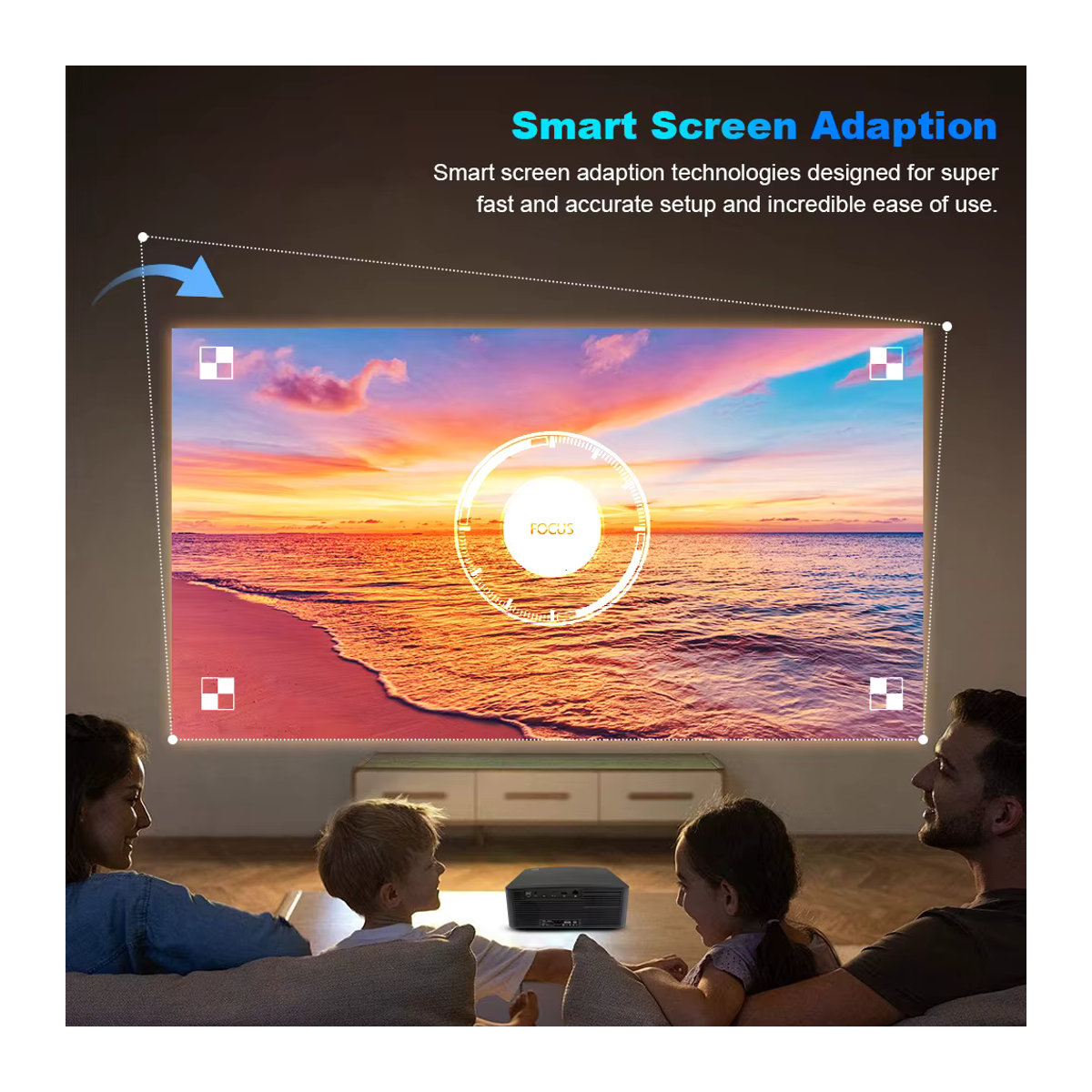 DESS C5 Pro Videoprojektor Heimkino-Beamer mit 4K Unterstützung, Full HD 1080P, Android, Autofokus und BT5.2 in Schwarz - Bild 2