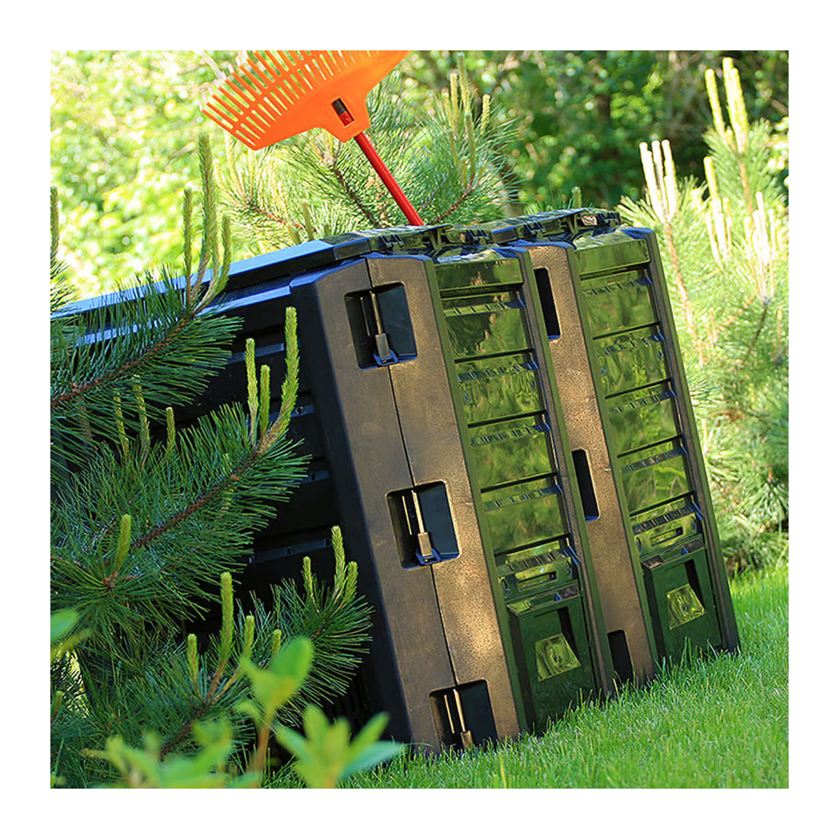 Deuba Komposter Schwarz 1600L aus Kunststoff B/T/H: 261 x 72 x 83 cm - Bild 4