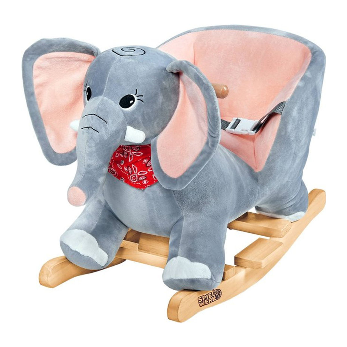 Deuba Schaukelpferd Elefant Grau aus Holz und Textil mit Sicherheitsgurt - Bild 1
