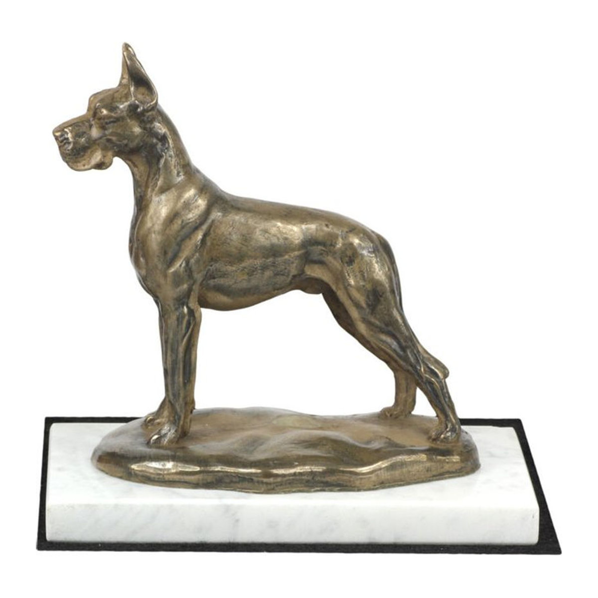 Deutsche Dogge I Hundestatuette von Art-Dog in Braun auf weißem Marmor - Bild 1