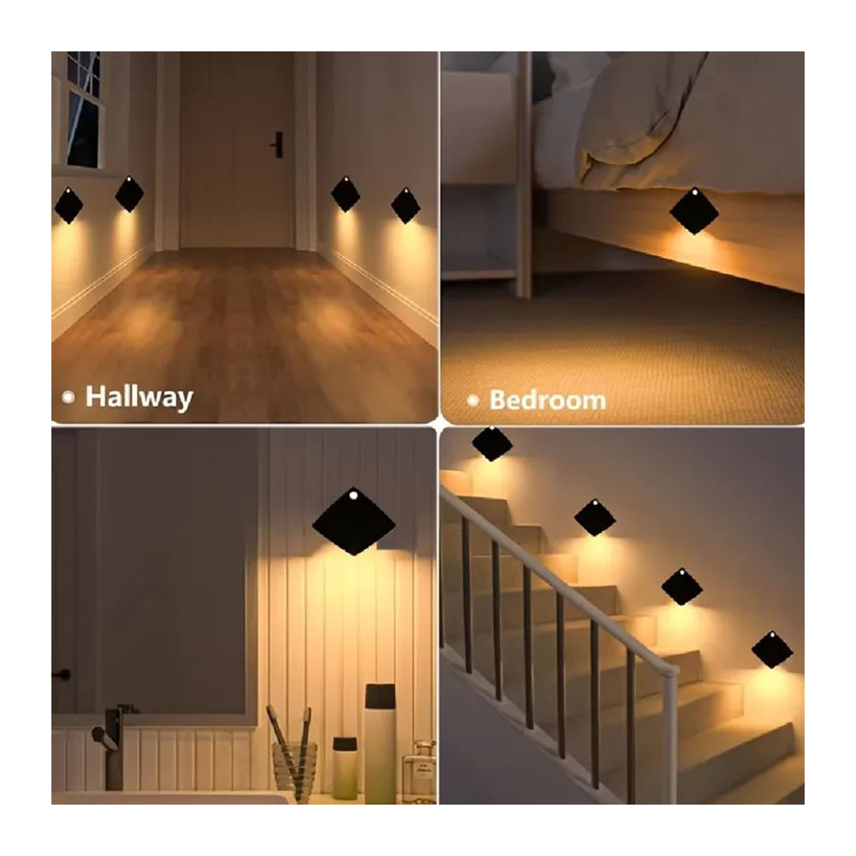 Devil's Fish Kabellose LED-Nachtlichter mit Bewegungsmelder, minimalistische Nachttischlampe in Schwarz - Bild 5
