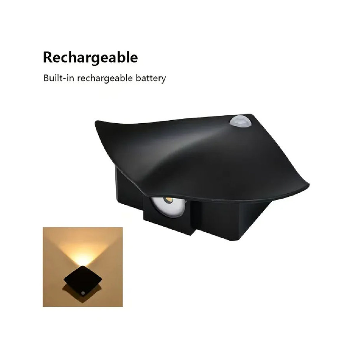 Devil's Fish Kabellose LED-Nachtlichter mit Bewegungsmelder, minimalistische Nachttischlampe in Schwarz - Bild 6