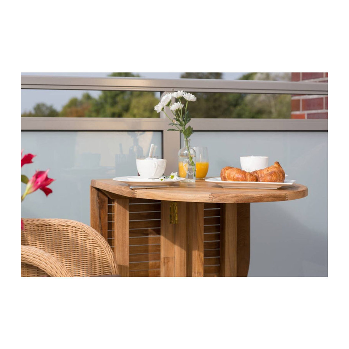 deVries Balkontisch Woodie aus Teak Massivholz, klappbar, B/H/T: 120 x 75 x 60 cm, Natur/Braun - Bild 3