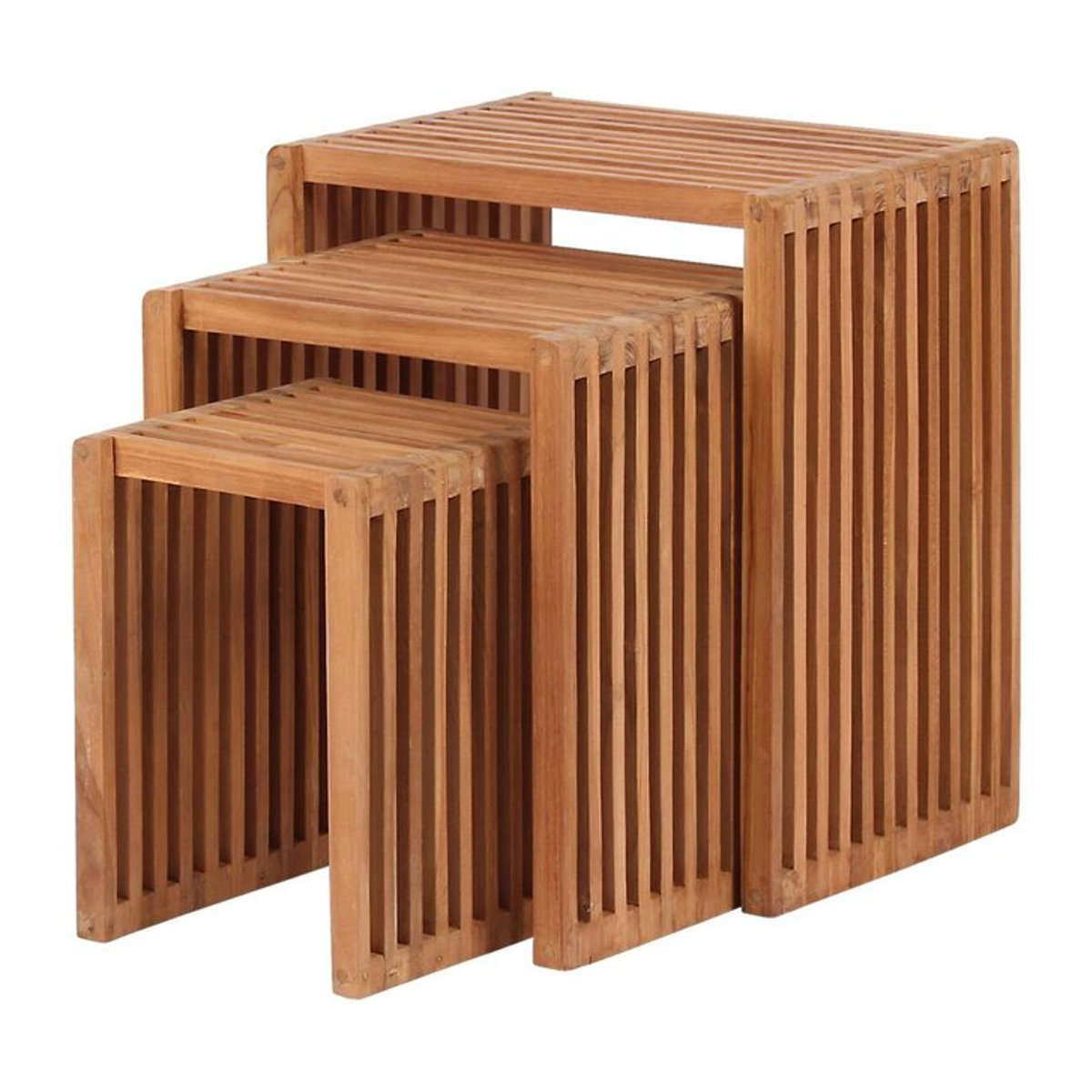 deVries Beistelltisch-Set Woodie 3er-Set Teak Braun B/H/T: 45 x 50 x 30 cm - Bild 1