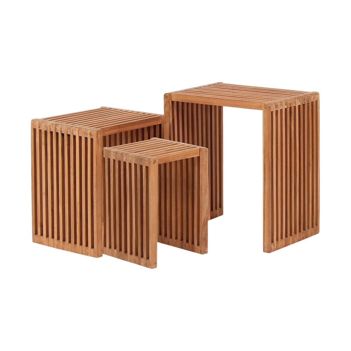 deVries Beistelltisch-Set Woodie 3er-Set Teak Braun B/H/T: 45 x 50 x 30 cm - Bild 2