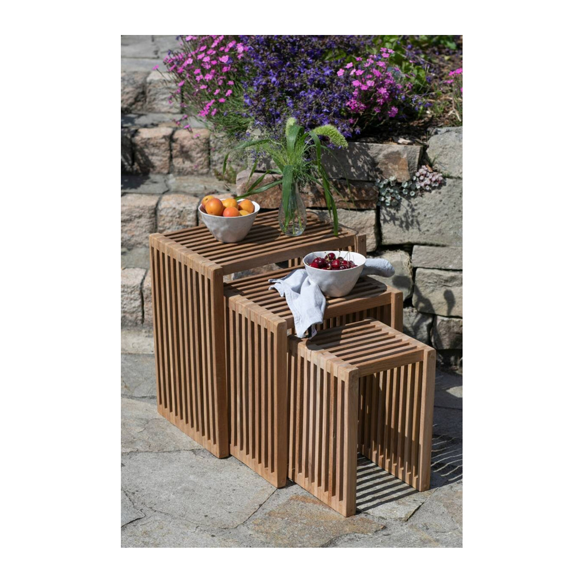 deVries Beistelltisch-Set Woodie 3er-Set Teak Braun B/H/T: 45 x 50 x 30 cm - Bild 3