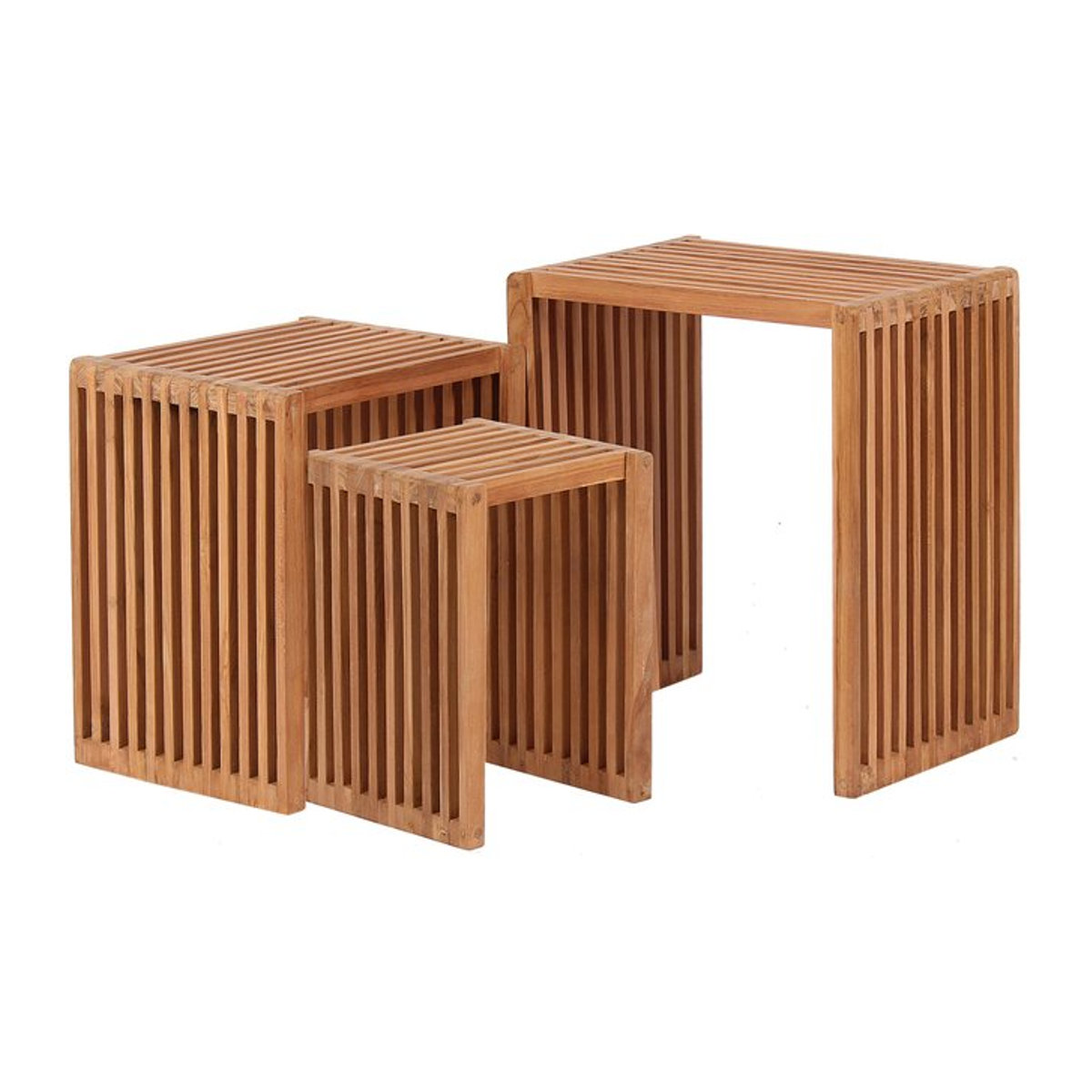 deVries Beistelltisch-Set Woodie 3er-Set Teak Braun B/H/T: 45 x 50 x 30 cm - Bild 4