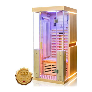 Dewello Infrarotkabine KINGSTON Infrarotsauna aus Naturholz mit 3 Vollspektrumstrahlern, 4 Karbonstrahlern, Farblicht und LED, B/T/H: 90 x 90 x 90 cm