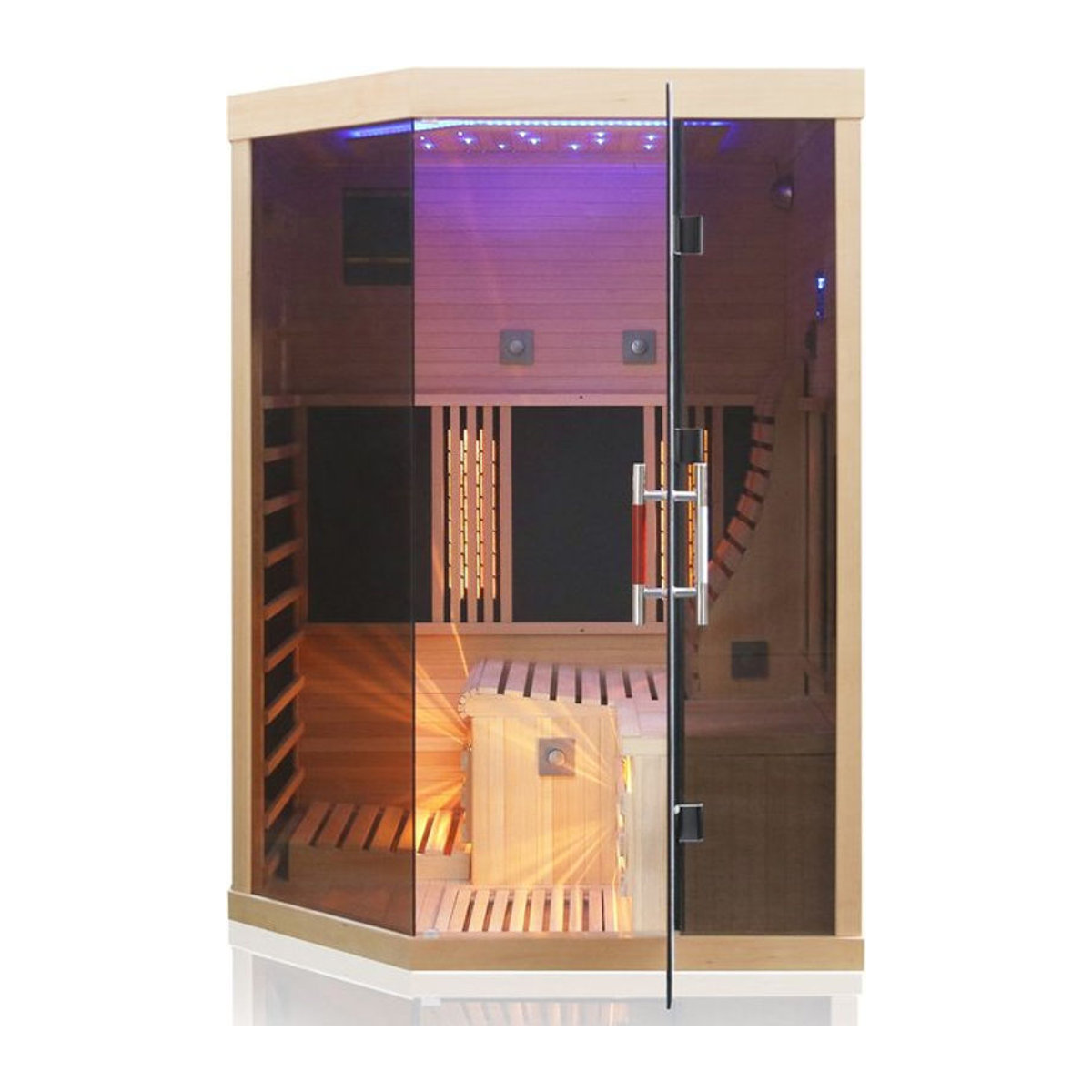Dewello Infrarotsauna OTTAWA Infrarotkabine aus Holz für 2 Personen mit 6 Vollspektrumstrahlern und 4 Karbonstrahlern B/T: 140 x 120 cm - Bild 1