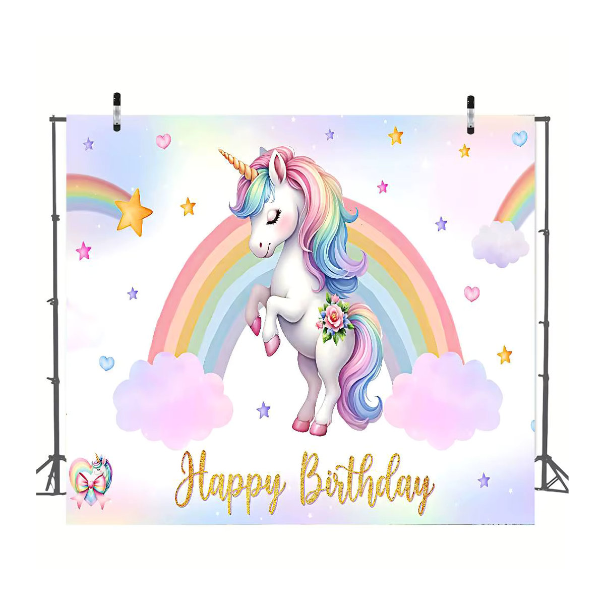 Dewprint Einhorn-Fotohintergrund mit Zauberer-Burg-Motiv, mehrfarbig, Breite: 120 cm, Höhe: 120 cm - Bild 3