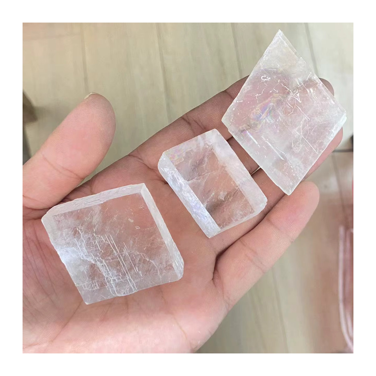 DHFS Island Spar Calcit Mineralprobe aus natürlichem weißem und transparentem optischem Calcit als Deko-Stein - Bild 6