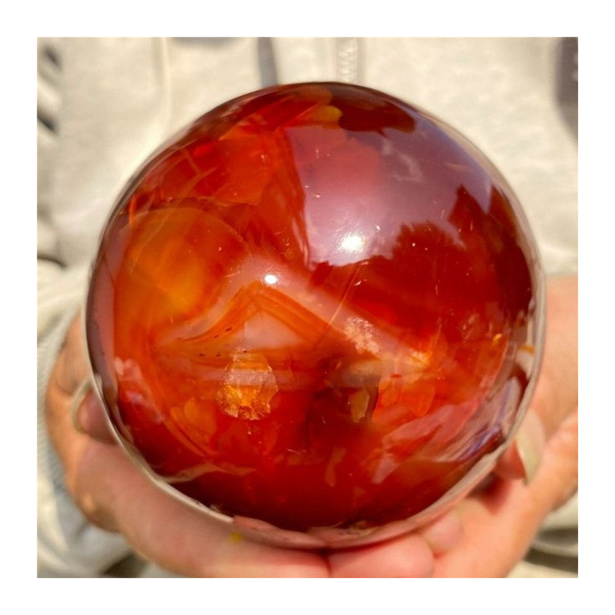 DHGAOGE Roter Karneol Achat Sardonyx Quarz Kristall als Kugel aus Naturstein - Bild 1