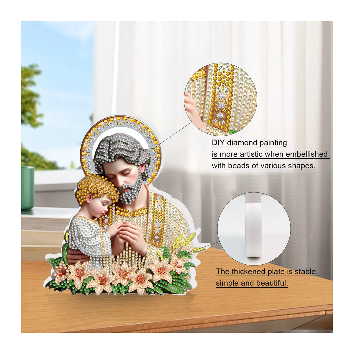 Diamant-Malerei-Set mit floralem Motiv für Erwachsene, mehrfarbig, Tischdekoration mit unregelmäßiger Form - Bild 5
