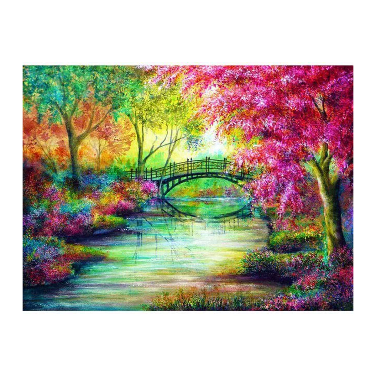 Diamantgemälde Bunte Landschaft von FIYO, mehrfarbiges Strass-Mosaik-Dekor als abstrakte Stickerei, B/H: 20 x 30 cm - Bild 1