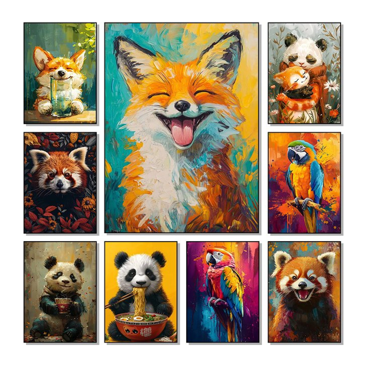Diamantmalerei Panda isst Ramen als Wandkunst für dein Wohnzimmer, Schlafzimmer oder deine Küche, mehrfarbig - Bild 1
