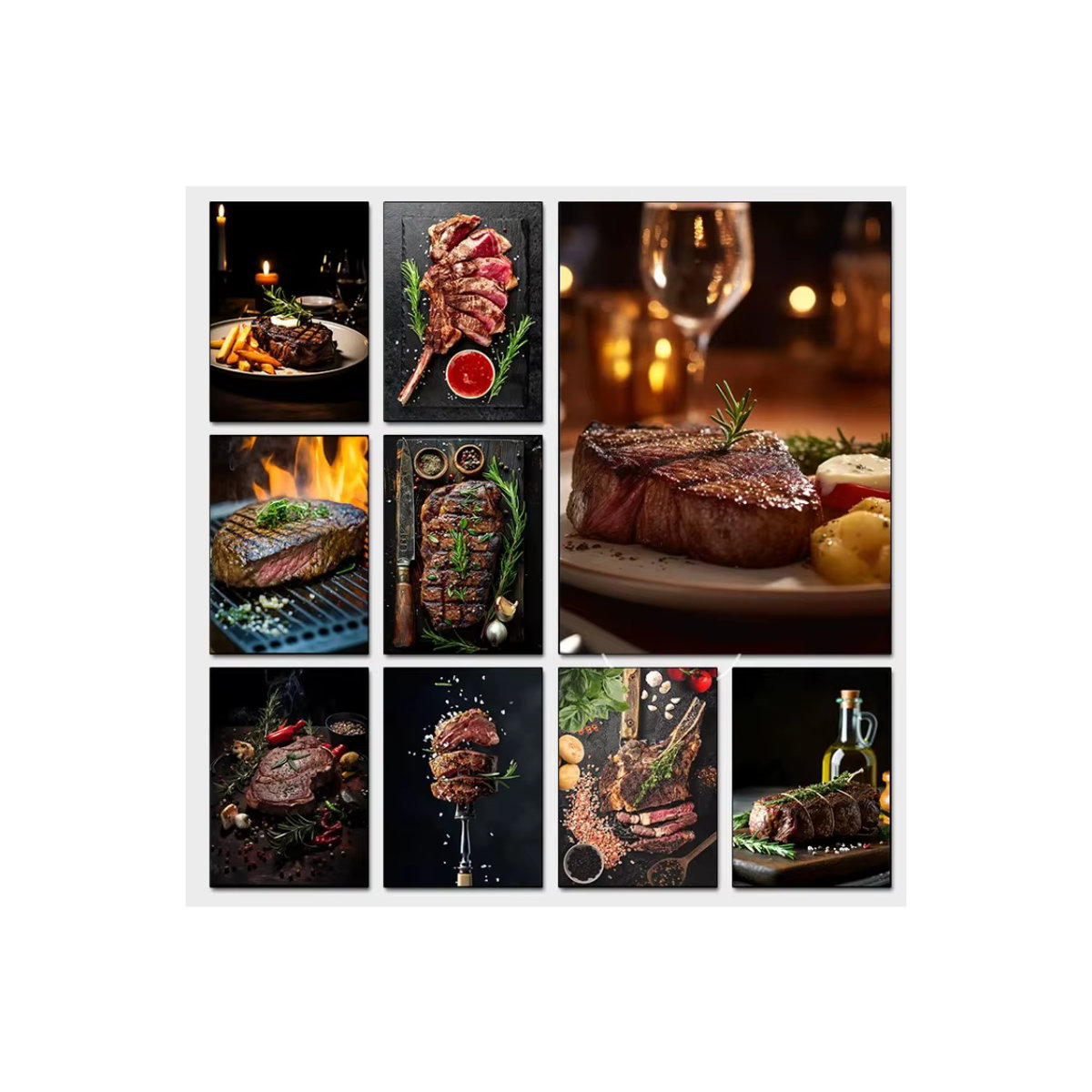 Diamantmalerei Wandbild Potdemiel mit Motiv Gegrilltes Tomahawk-Steak im Retro-Stil, mehrfarbig, rund - Bild 2