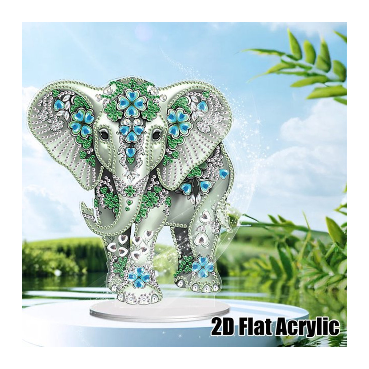 Diamond Art DIY Elephant Desktop Ornament Set für Erwachsene, mehrfarbiges Bastelset aus Kunststoff für Home Office Deko - Bild 1