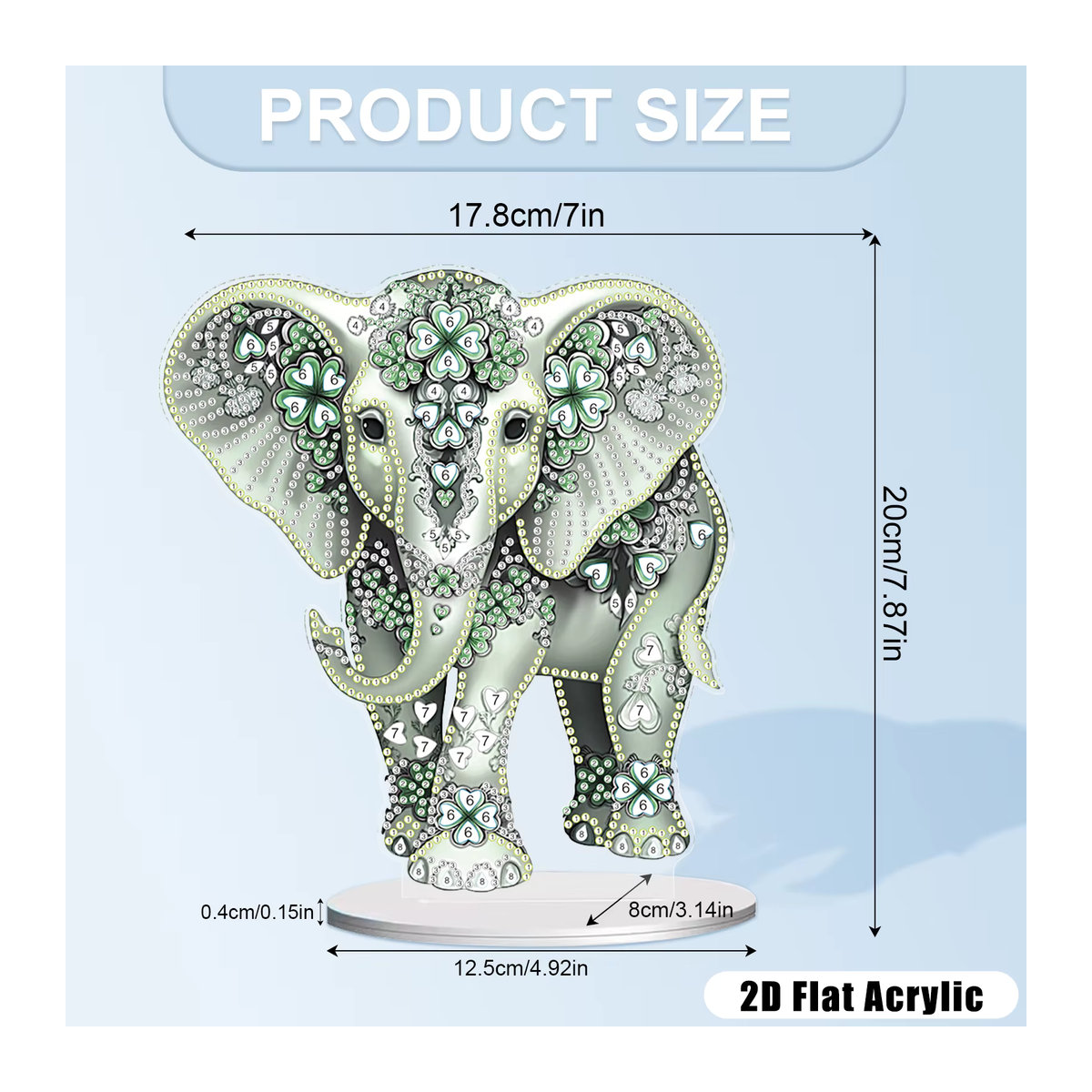 Diamond Art DIY Elephant Desktop Ornament Set für Erwachsene, mehrfarbiges Bastelset aus Kunststoff für Home Office Deko - Bild 2